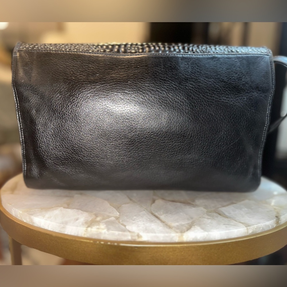 Bally Leather Croc-Embossed 3-Way Shoulder Crossbody Clutch Bag | Vintage - Picture 5 of 16